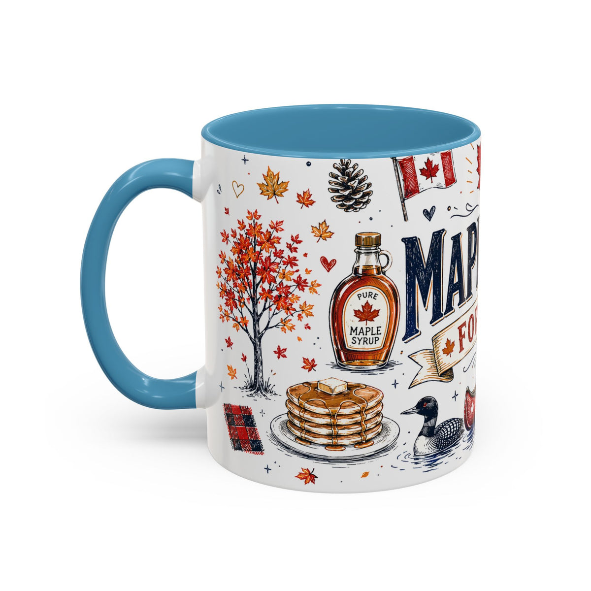 Maple Leaf Forever Coffee Mug | Canadian Pride Gift | Accent Color Ceramic 11oz 15oz