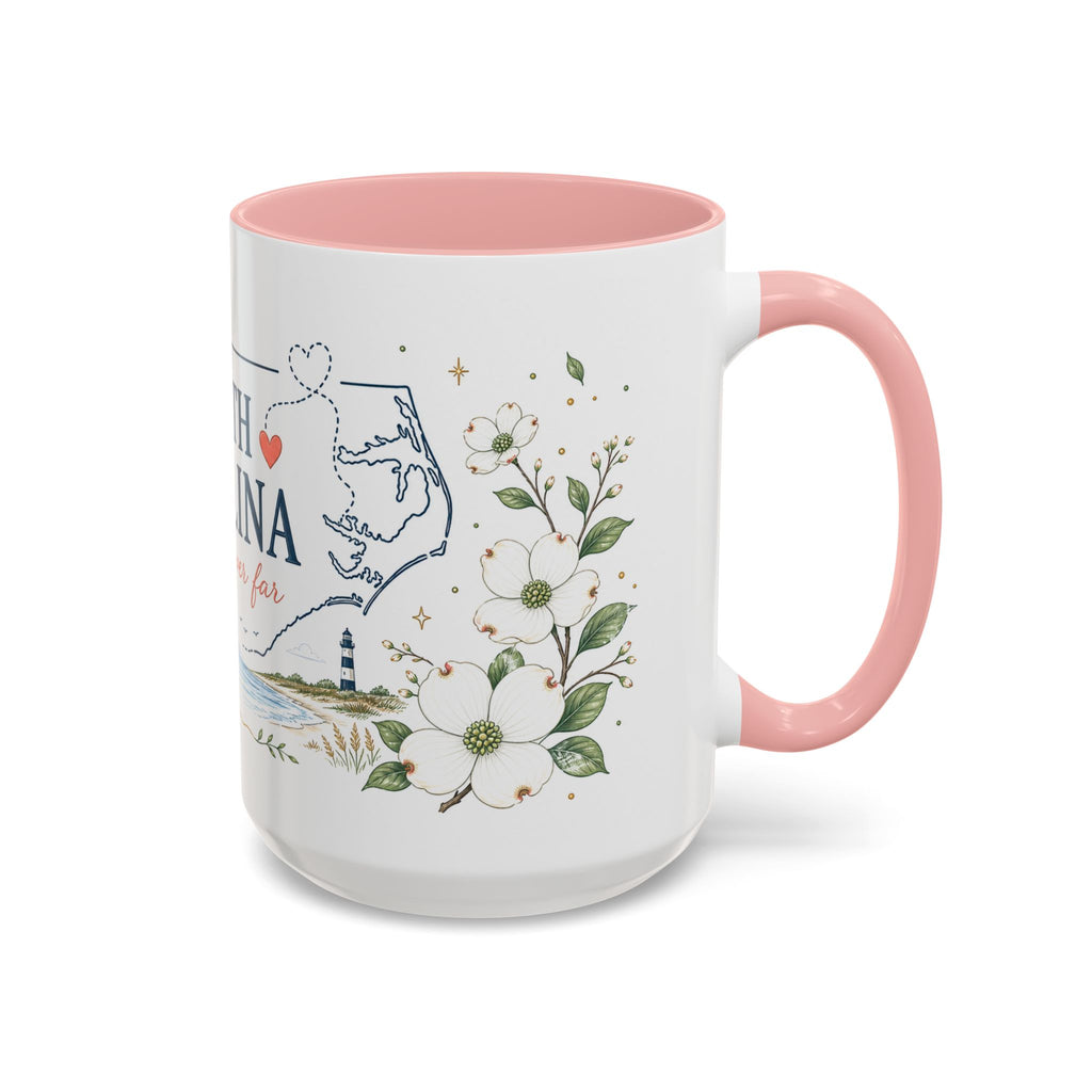 North Carolina State Map Mug | Moving Away, Homesick Gift | Botanical Accent Coffee Cup
