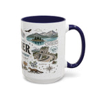 Glacier Coffee Mug | National Park Hiking Montana Gift | Accent Color Ceramic 11oz 15oz