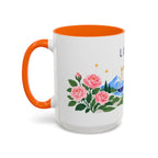 Libra Zodiac Coffee Mug | Scales and Rose Design | Astrology Birthday Gift | 11 oz 15 oz Ceramic Accent Mug