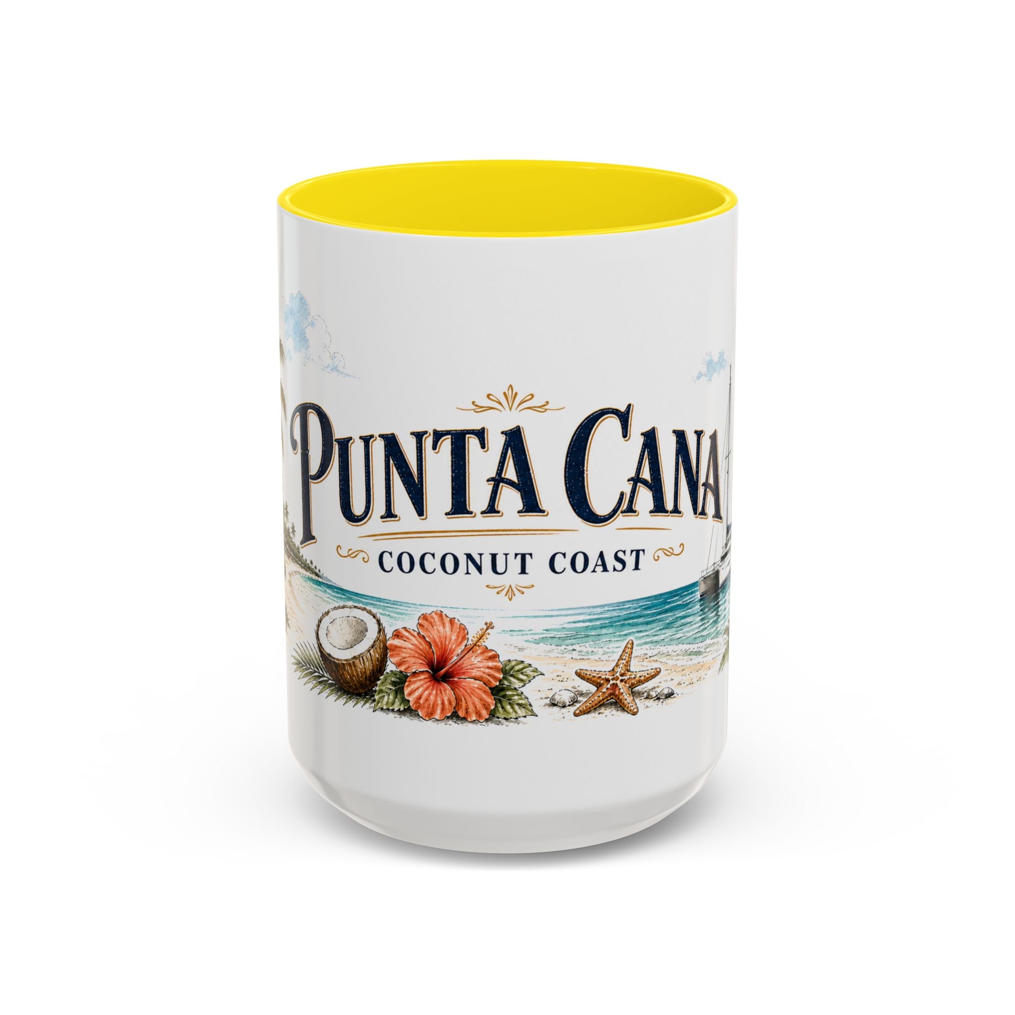 Punta Cana Coffee Mug | Dominican Republic Travel Souvenir | Vintage Illustrated City Gift | 11 oz 15 oz Accent Mug