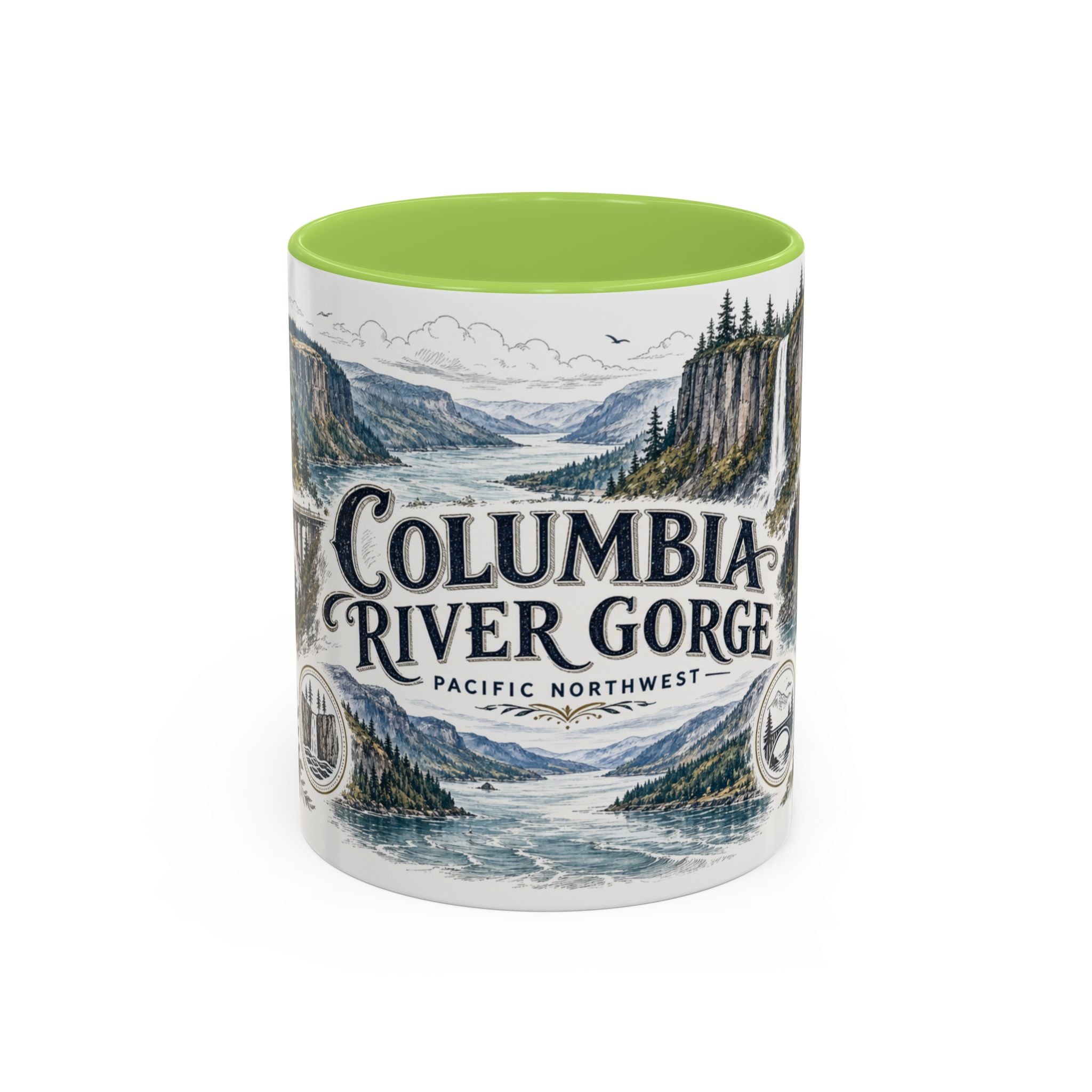 Columbia River Gorge Mug, Pacific Northwest Travel Souvenir, Bucket List Gift, Accent Ceramic Coffee Mug 11oz 15oz