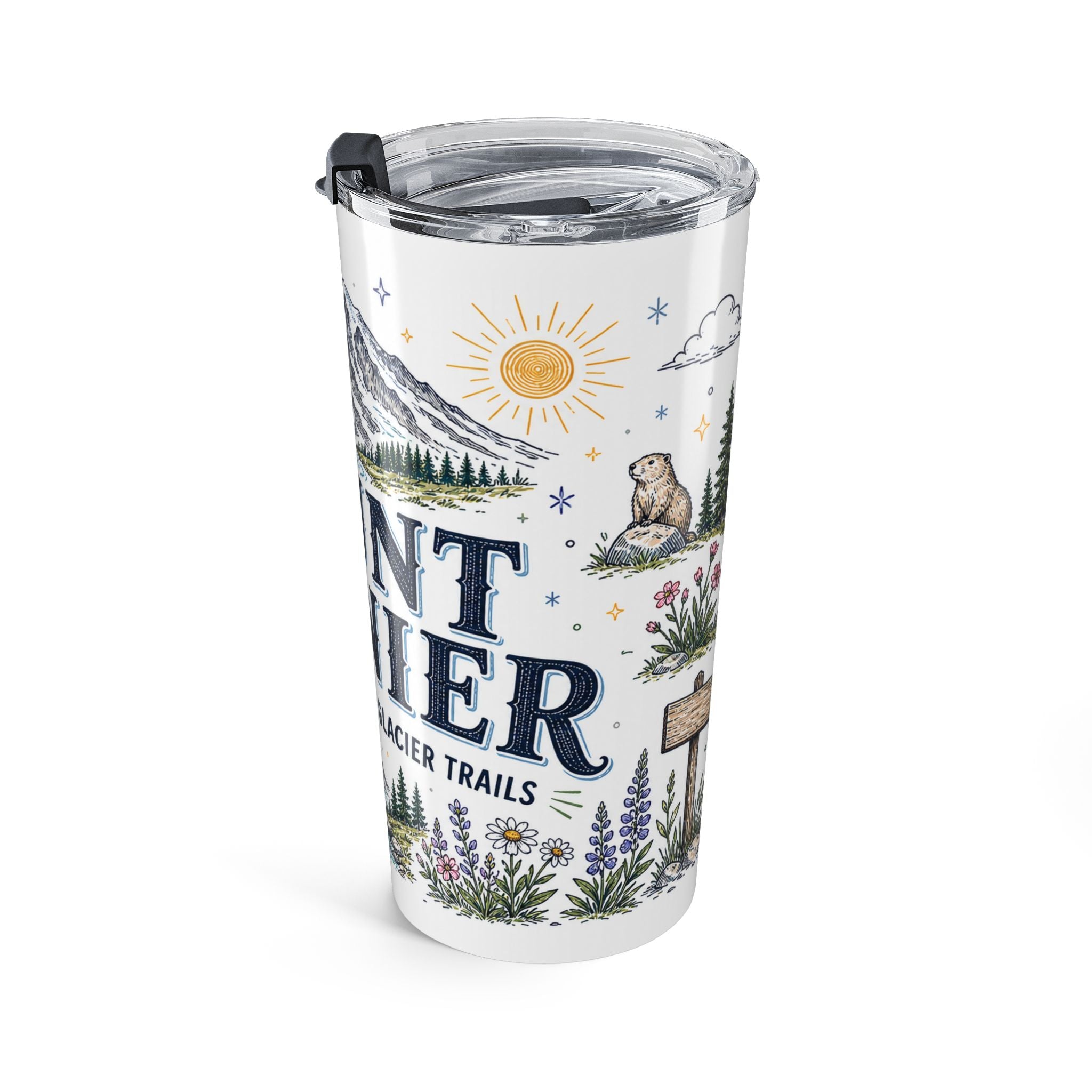 Mount Rainier National Park 20oz Tumbler | Washington Mountain Gift | Insulated Stainless Steel Travel Cup