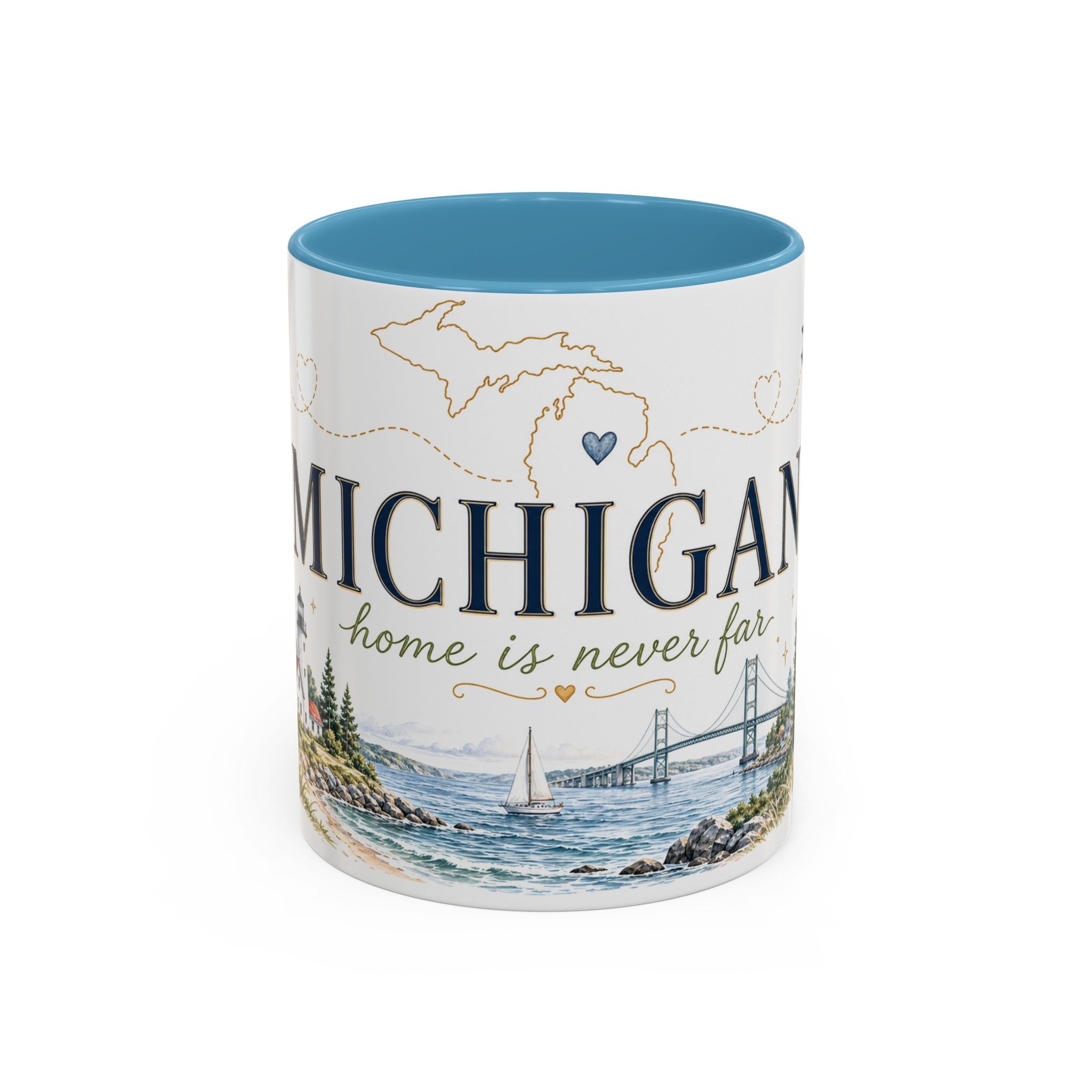 Michigan State Map Mug | Botanical Accents, Lakes Art | Homesick Gift