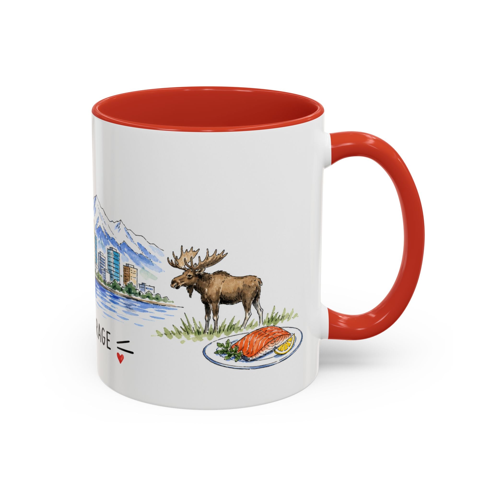 Anchorage Illustrated Travel Mug | City Souvenir Accent Coffee Mug | 11oz 15oz Ceramic Cup