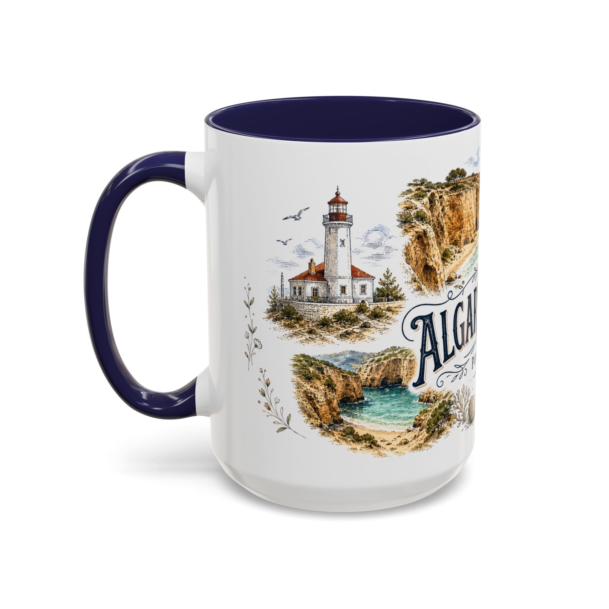 Algarve Coast Mug, Portugal Travel Souvenir, Bucket List Gift, Accent Ceramic Coffee Mug 11oz 15oz