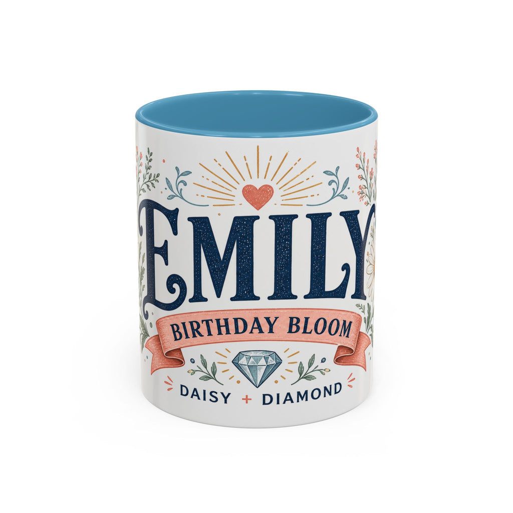 Personalized Name Birth Month Mug | Birth Flower Stone Birthday Gift | 11oz 15oz