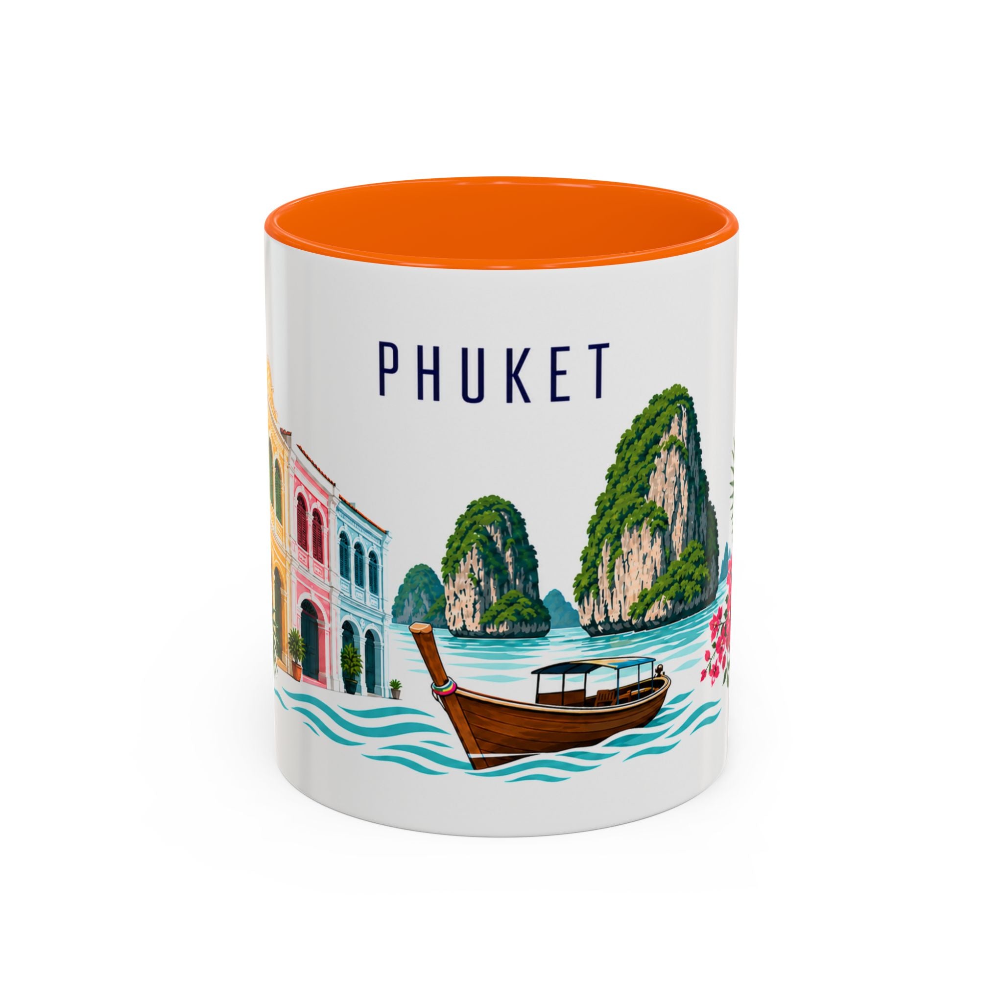 Phuket Coffee Mug | Thailand Travel Souvenir | Porcelain Decal City Gift | 11oz 15oz Accent Mug