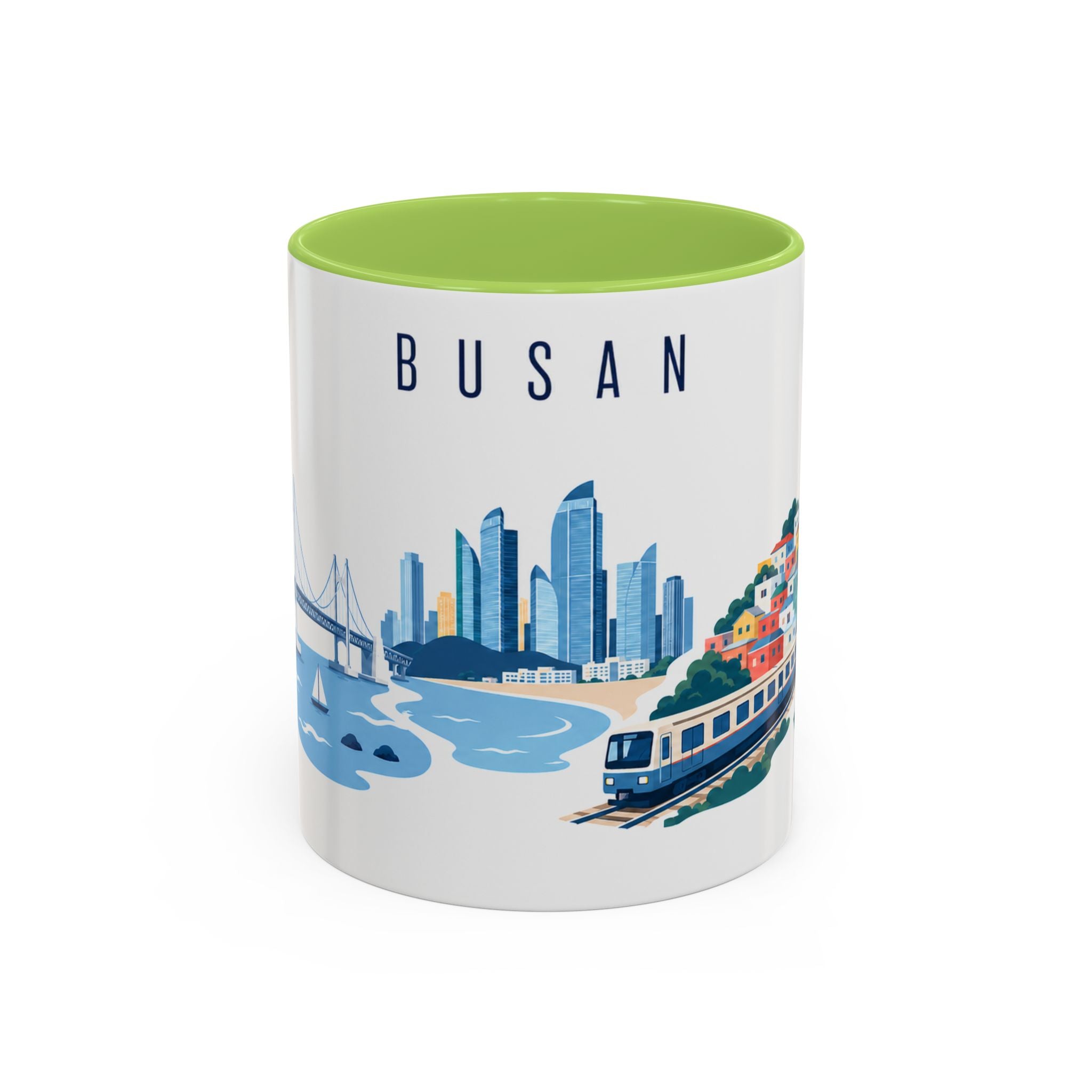 Busan Coffee Mug | South Korea Travel Souvenir | Porcelain Decal City Gift | 11oz 15oz Accent Mug