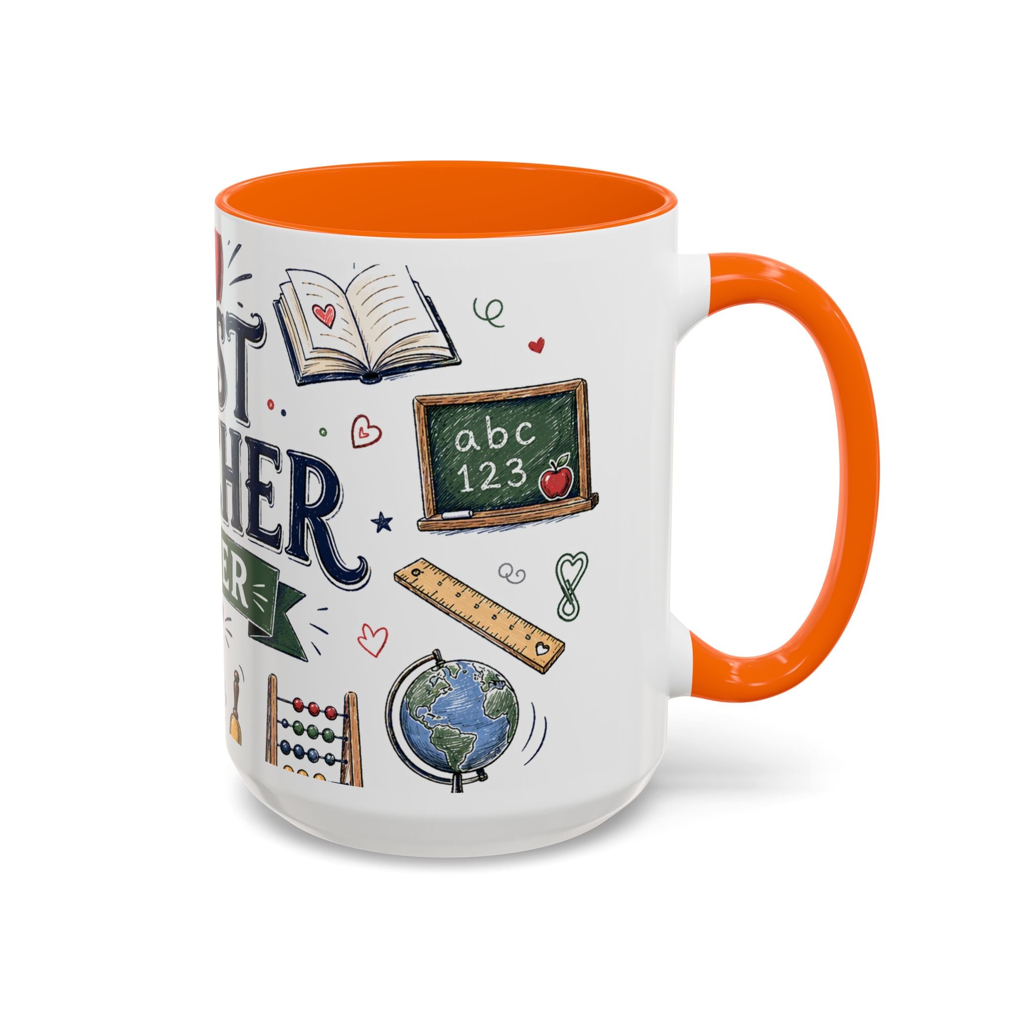 Best Teacher Ever Coffee Mug | Teacher Appreciation Gift | Accent Color Ceramic 11oz 15oz
