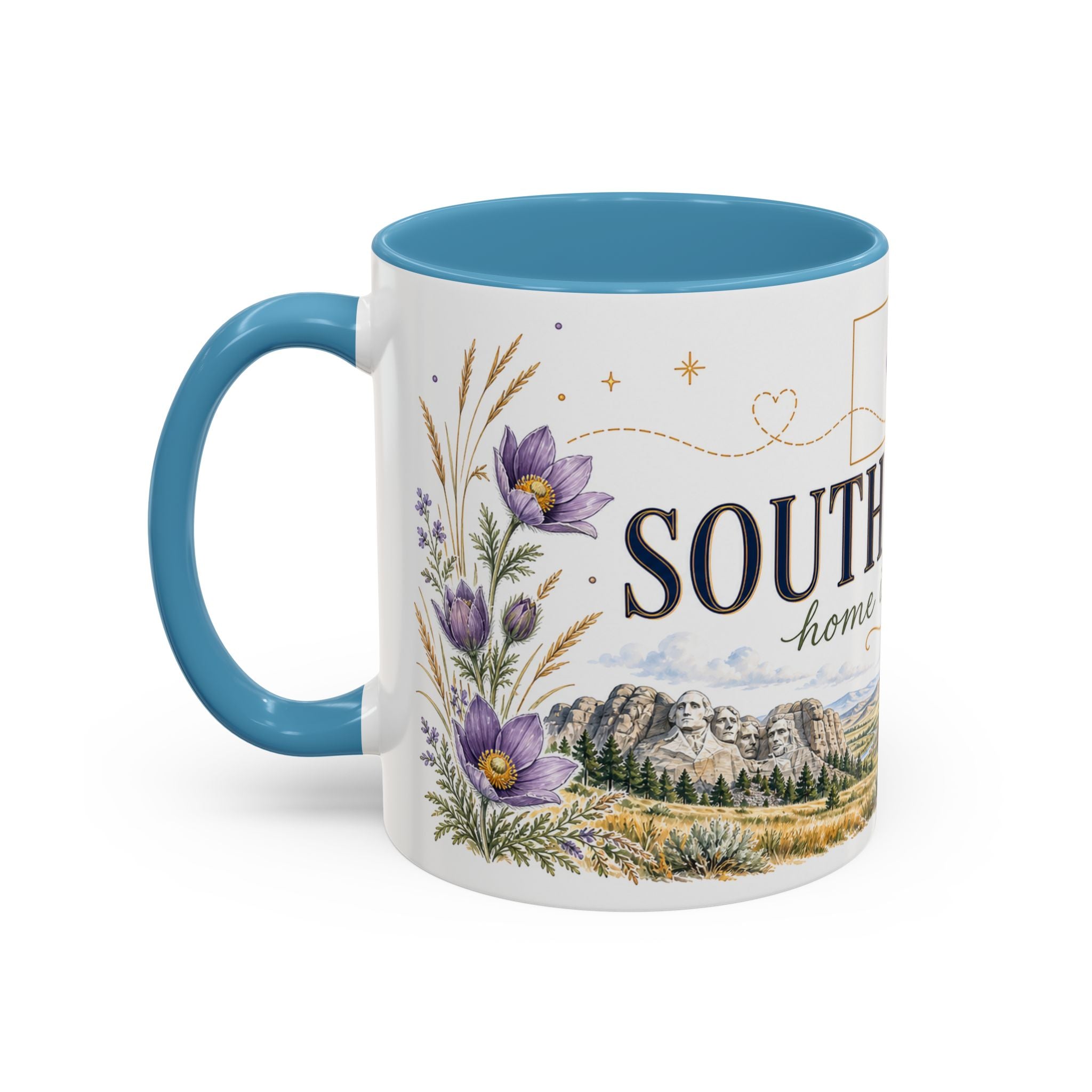 South Dakota State Map Mug | Botanical Accents, Homesick Gift (11oz or 15oz)
