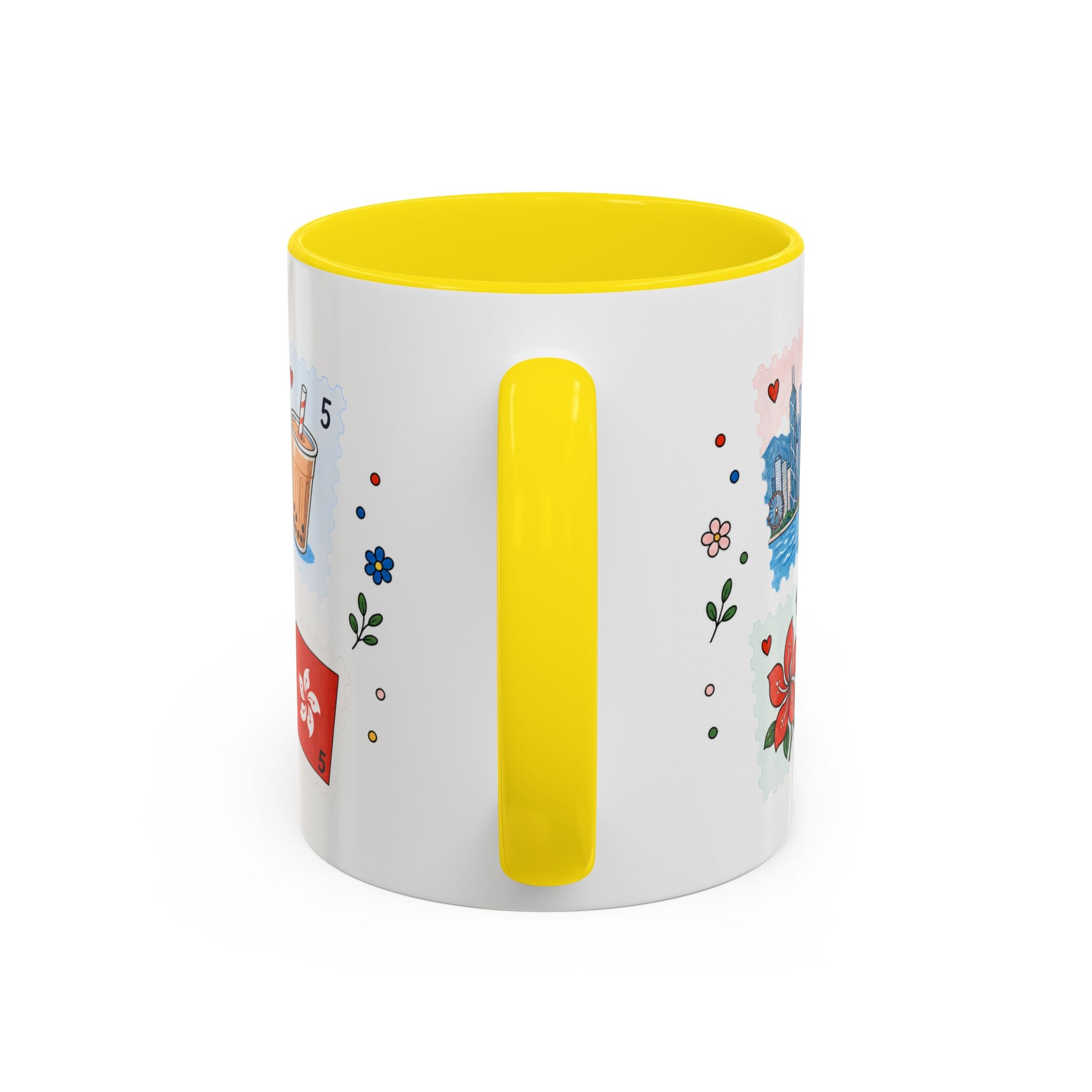 Hong Kong Coffee Mug | Postage Stamp Collage Mug | Travel Souvenir Accent Cup 11oz 15oz