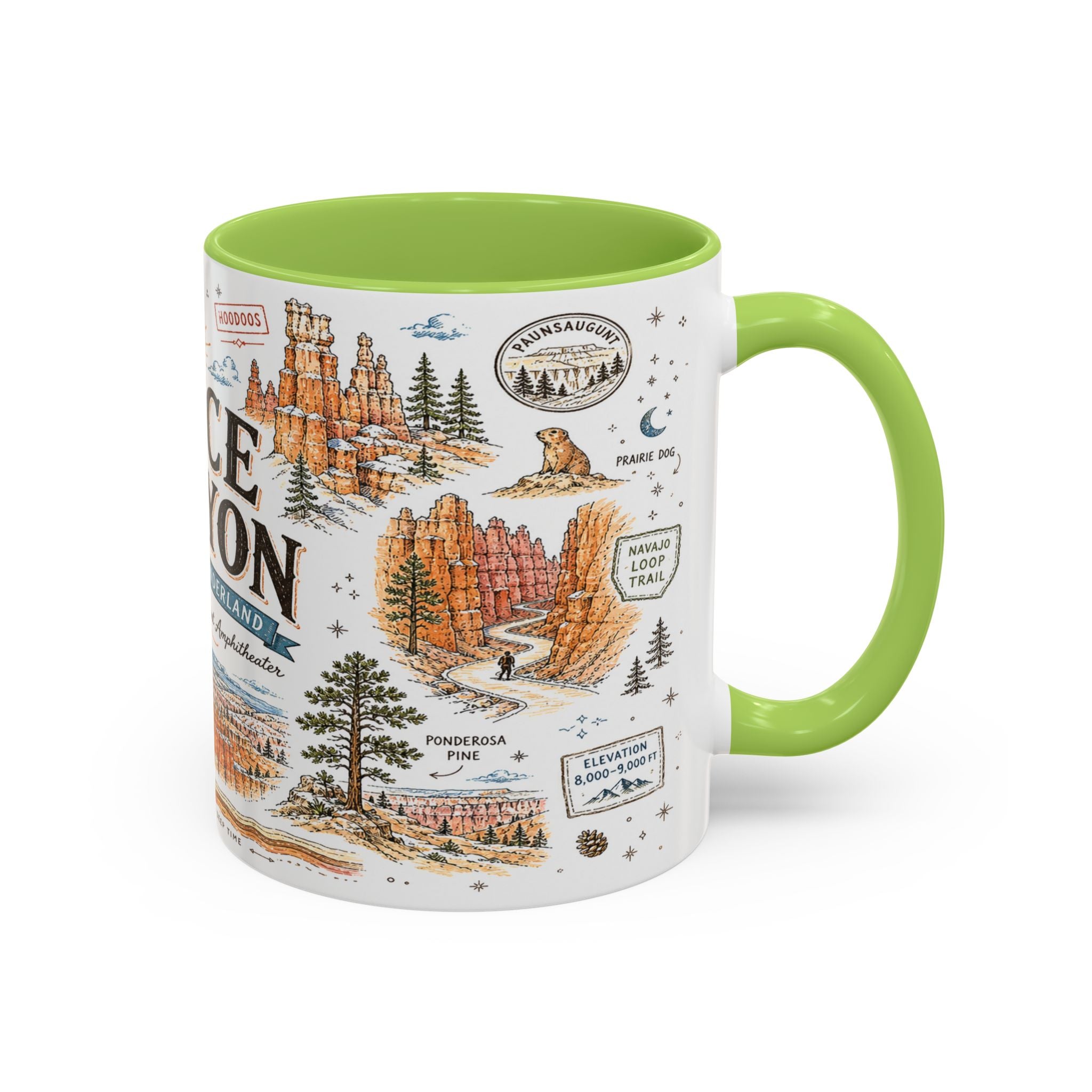 Bryce Canyon Coffee Mug | National Park Hiking Utah Gift | Accent Color Ceramic 11oz 15oz