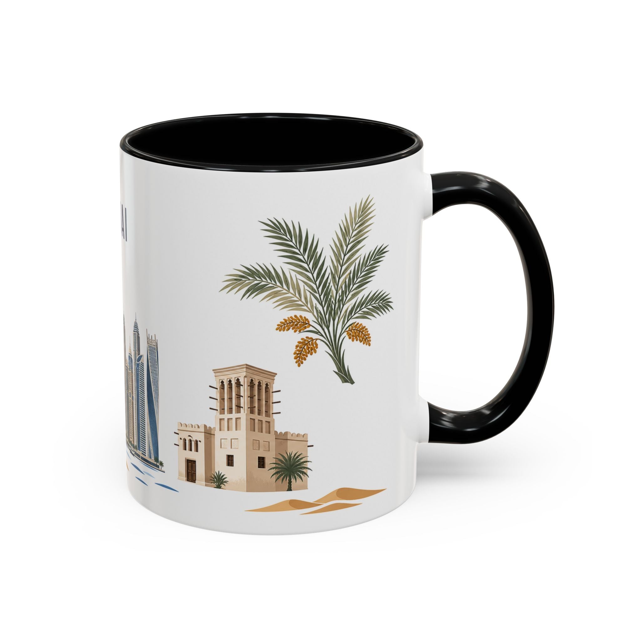 Dubai Coffee Mug | United Arab Emirates Travel Souvenir | Porcelain Decal City Gift | 11oz 15oz Accent Mug