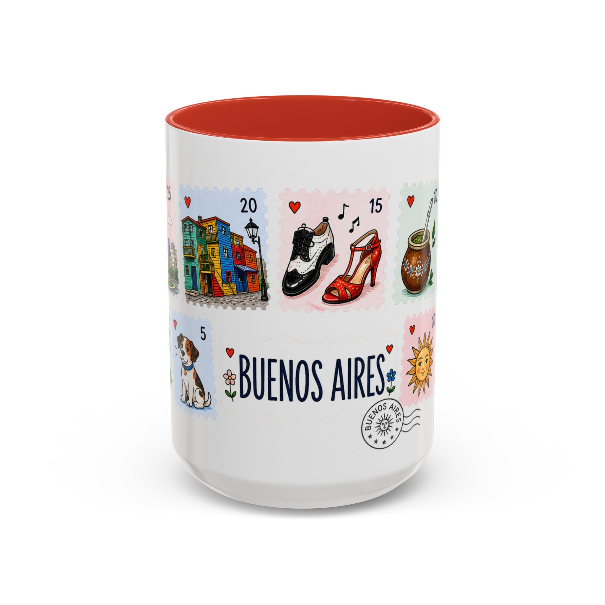Buenos Aires Coffee Mug | Postage Stamp Collage Mug | Travel Souvenir Accent Cup 11oz 15oz