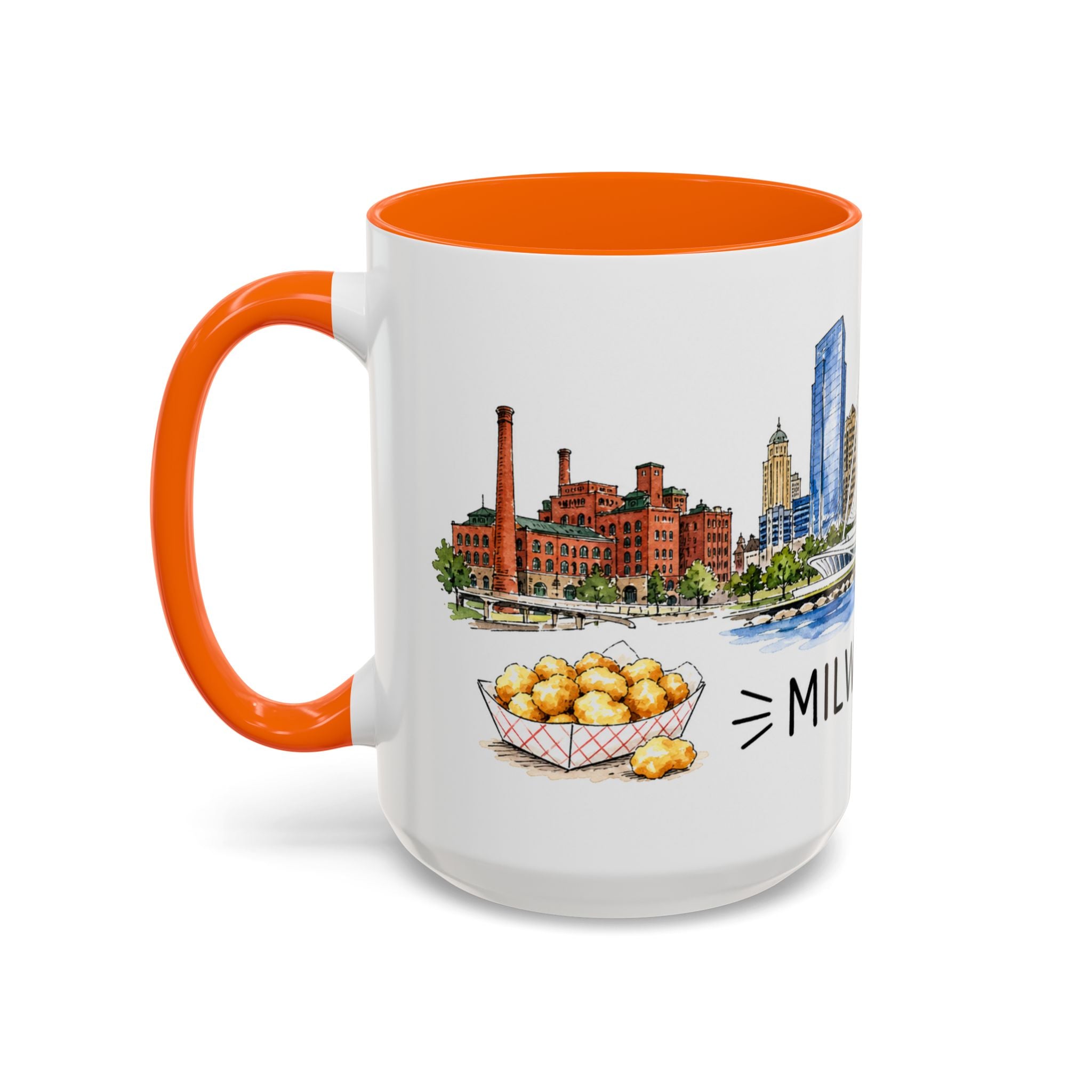 Milwaukee Illustrated Travel Mug | City Souvenir Accent Coffee Mug | 11oz 15oz Ceramic Cup