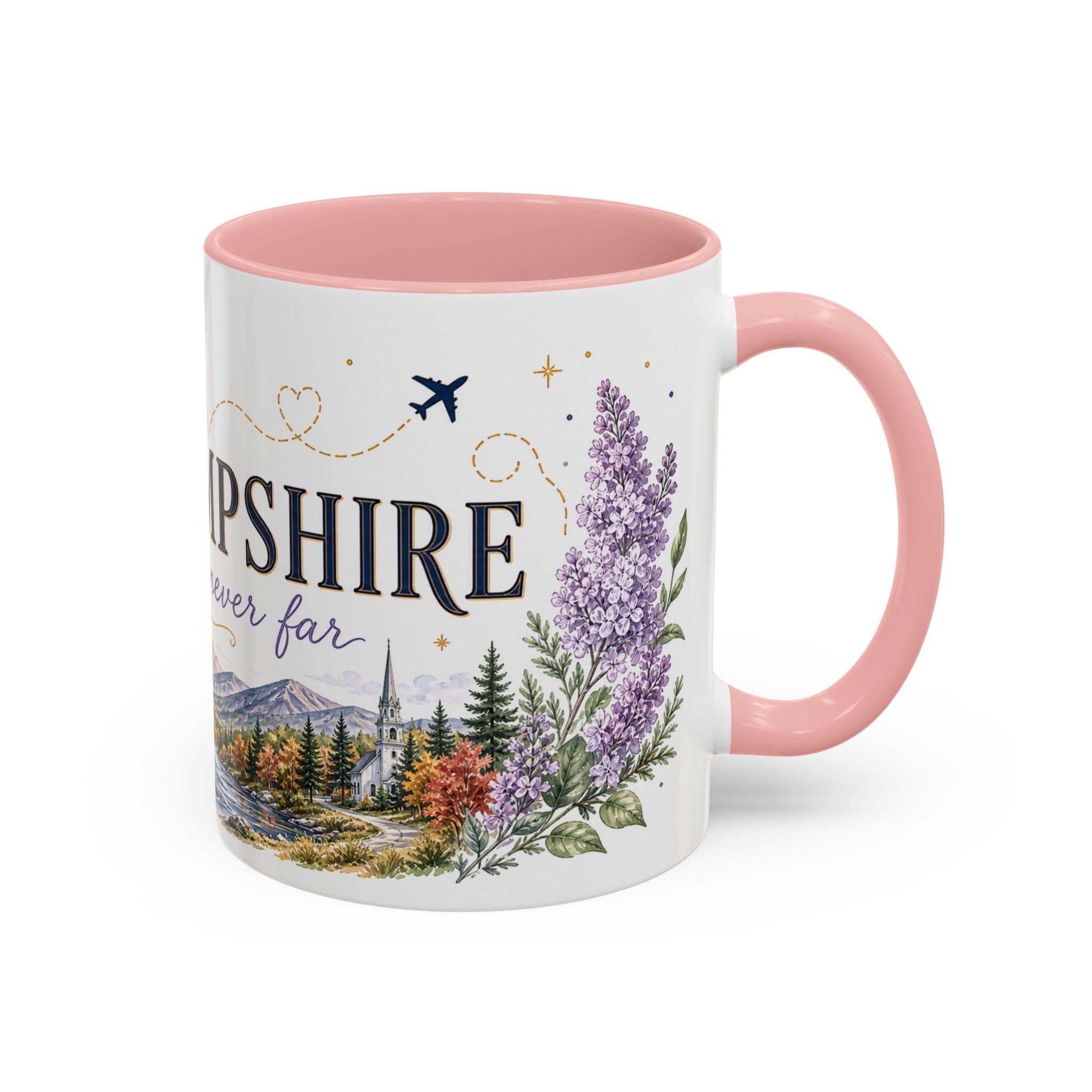 New Hampshire State Map Mug | Botanical Accents, Mountain Landscape Coffee Cup