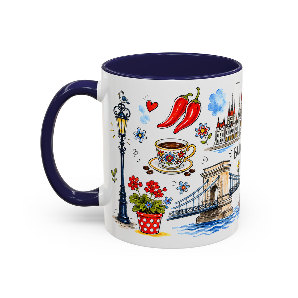 Budapest Travel Mug | European City Souvenir Accent Coffee Mug | 11oz 15oz Ceramic Cup