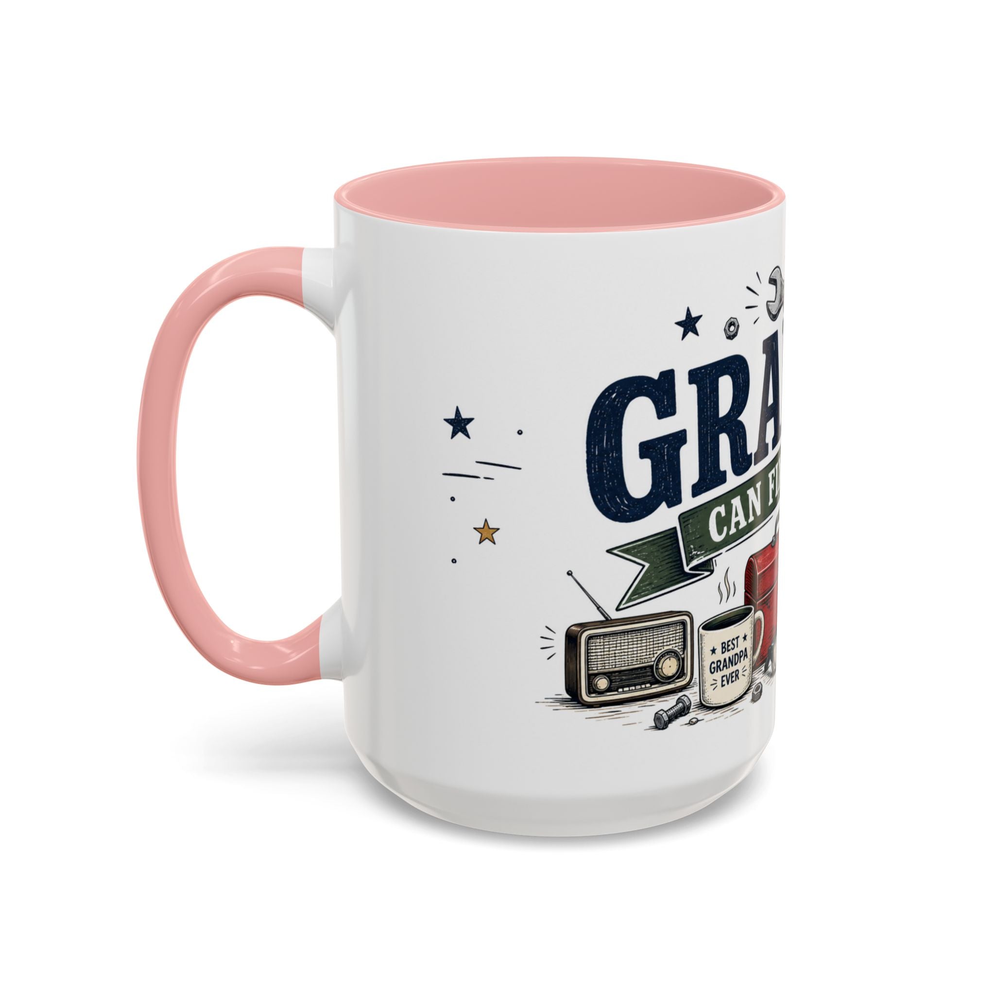 Grandpa Can Fix Anything Coffee Mug | Funny Gift From Grandkids | Accent Ceramic 11oz 15oz