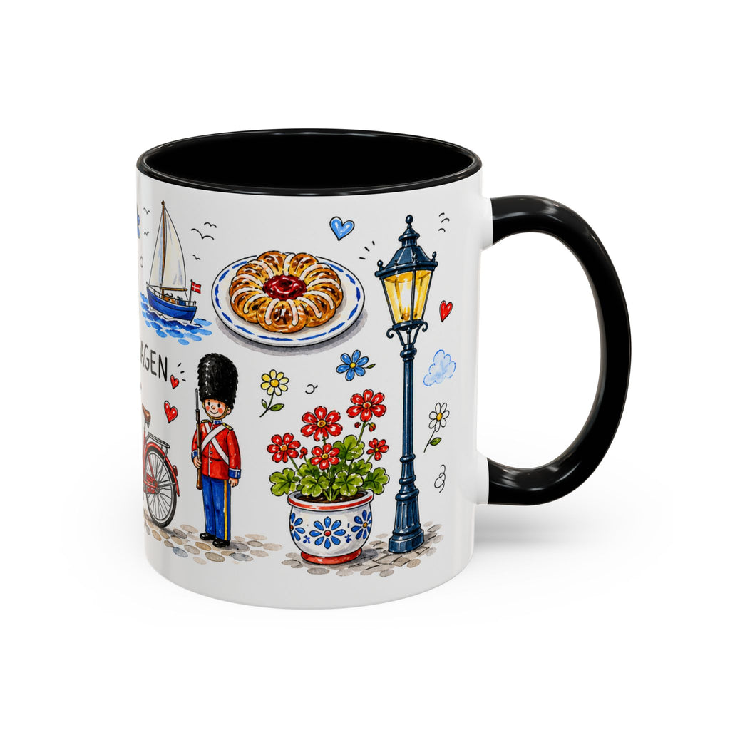 Copenhagen Travel Mug | European City Souvenir Accent Coffee Mug | 11oz 15oz Ceramic Cup