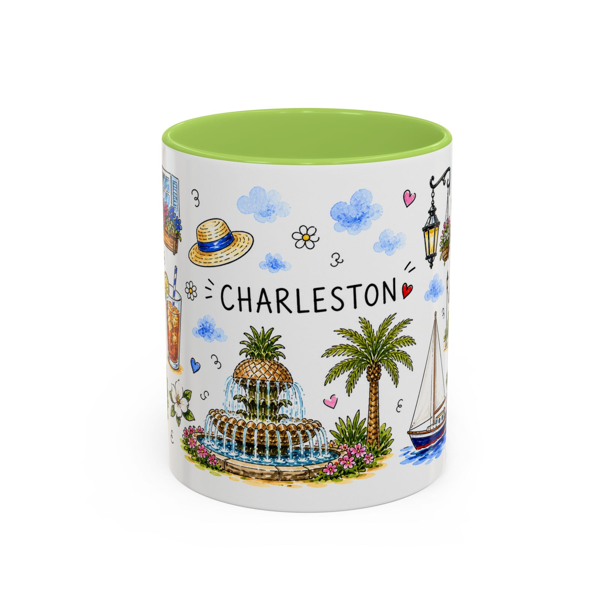 Charleston Illustrated Travel Mug | City Souvenir Accent Coffee Mug | 11oz 15oz Ceramic Cup