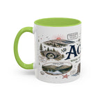 Acadia Coffee Mug | National Park Hiking Coastal Gift | Accent Color Ceramic 11oz 15oz