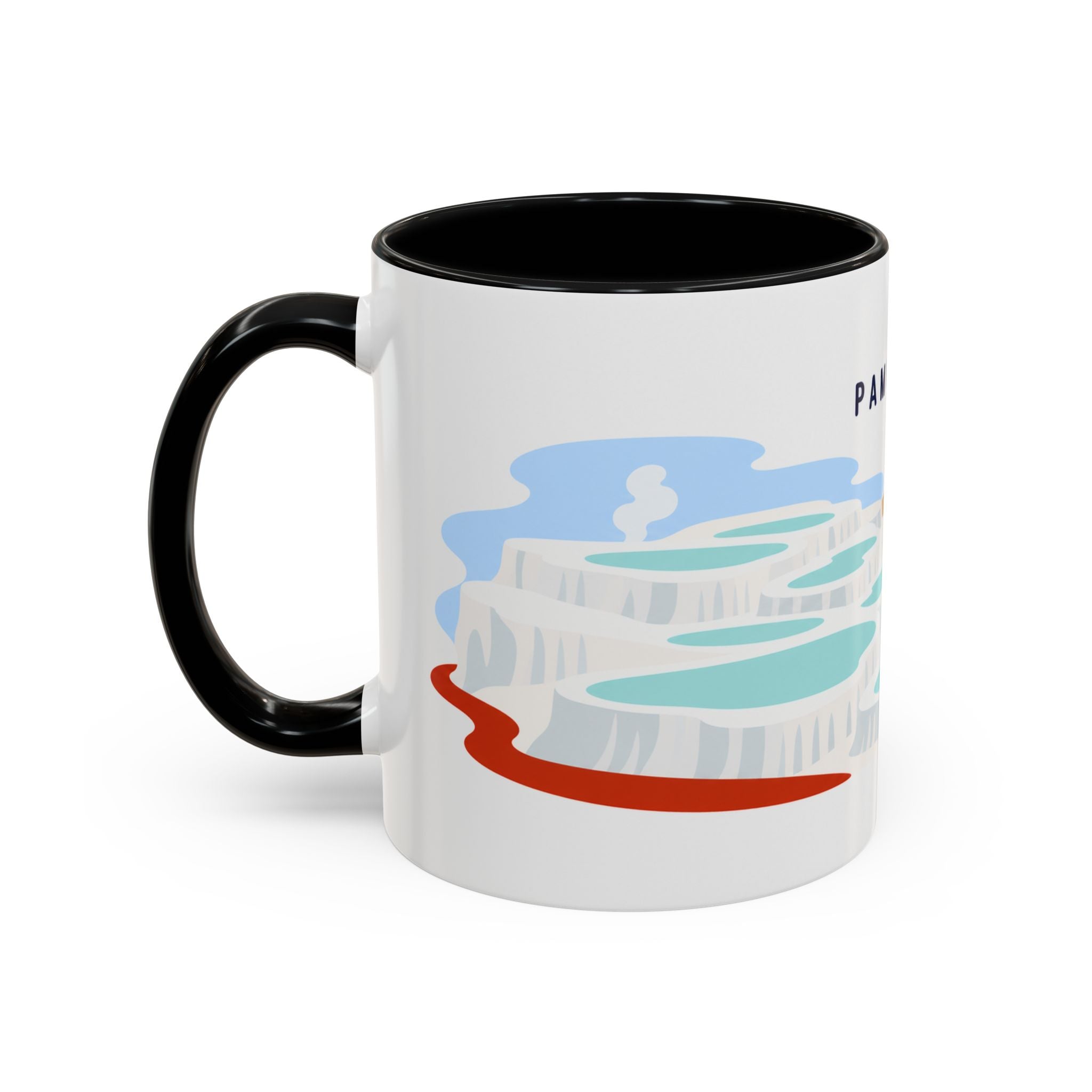 Pamukkale Coffee Mug | Travel Destination Souvenir Gift | Accent Color Ceramic 11oz 15oz