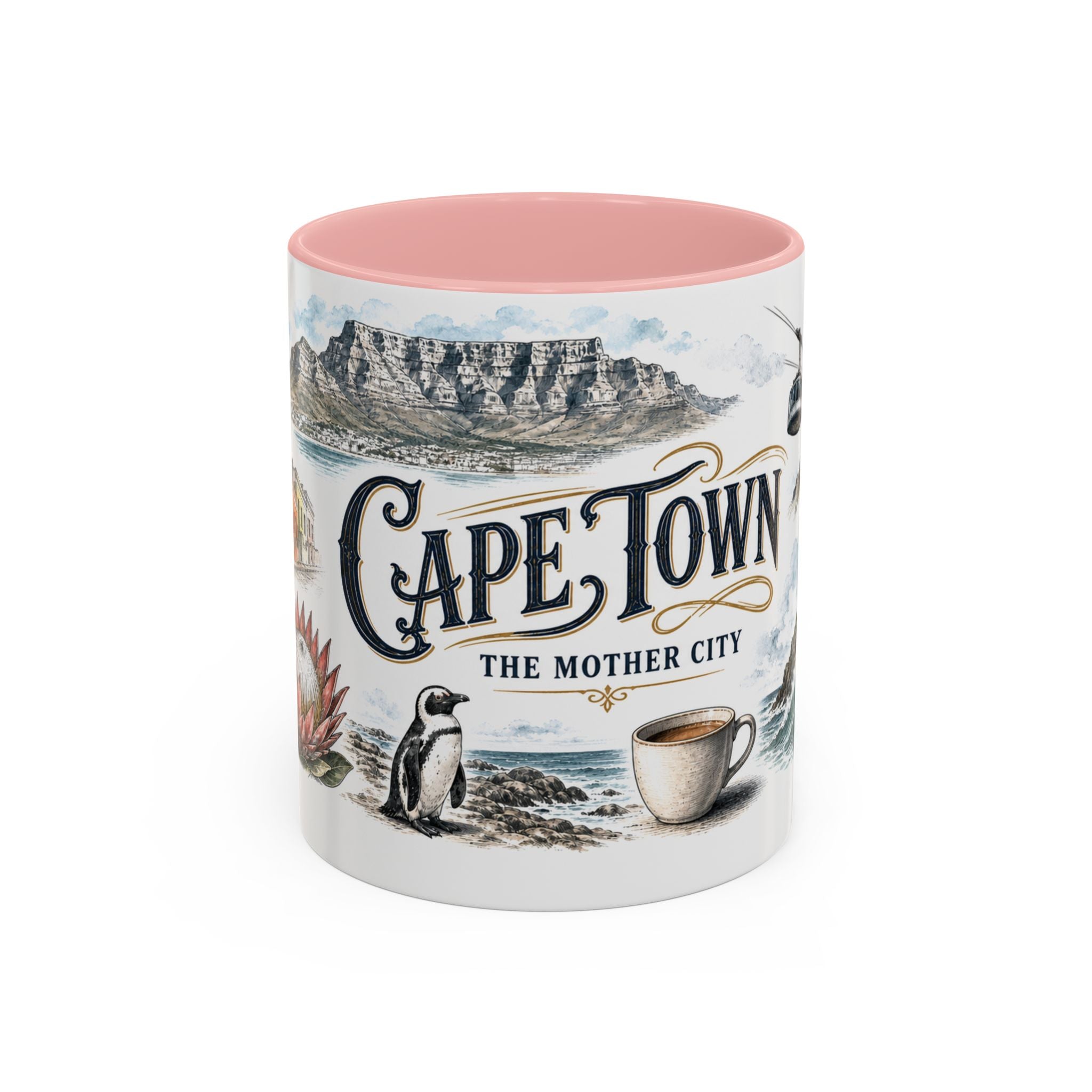 Cape Town Coffee Mug | South Africa Travel Souvenir | Vintage Illustrated City Gift | 11 oz 15 oz Accent Mug