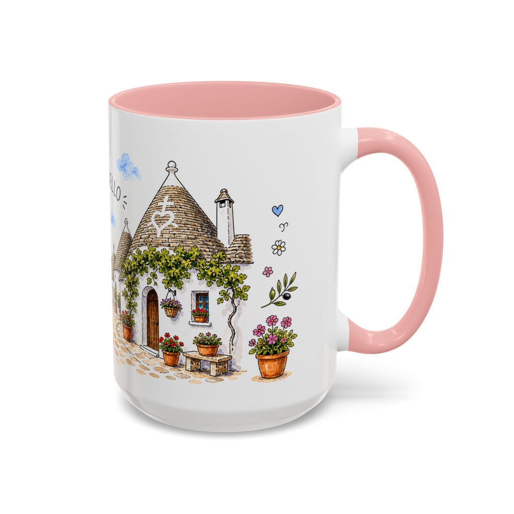 Alberobello Illustrated Travel Mug | Italy Souvenir Accent Coffee Mug | 11oz 15oz Ceramic Cup