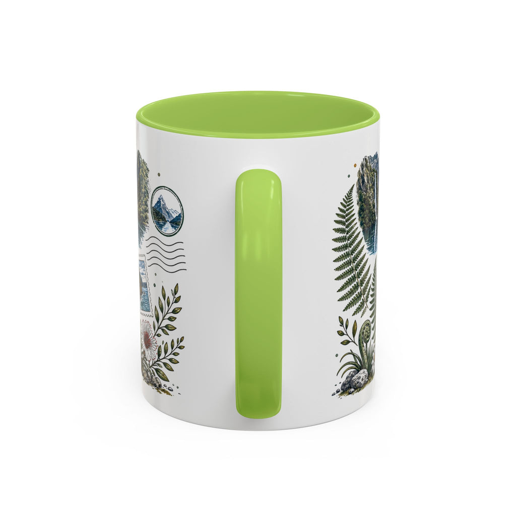 New Zealand South Island Coffee Mug | Travel Destination Souvenir Gift | Accent Color Ceramic 11oz 15oz