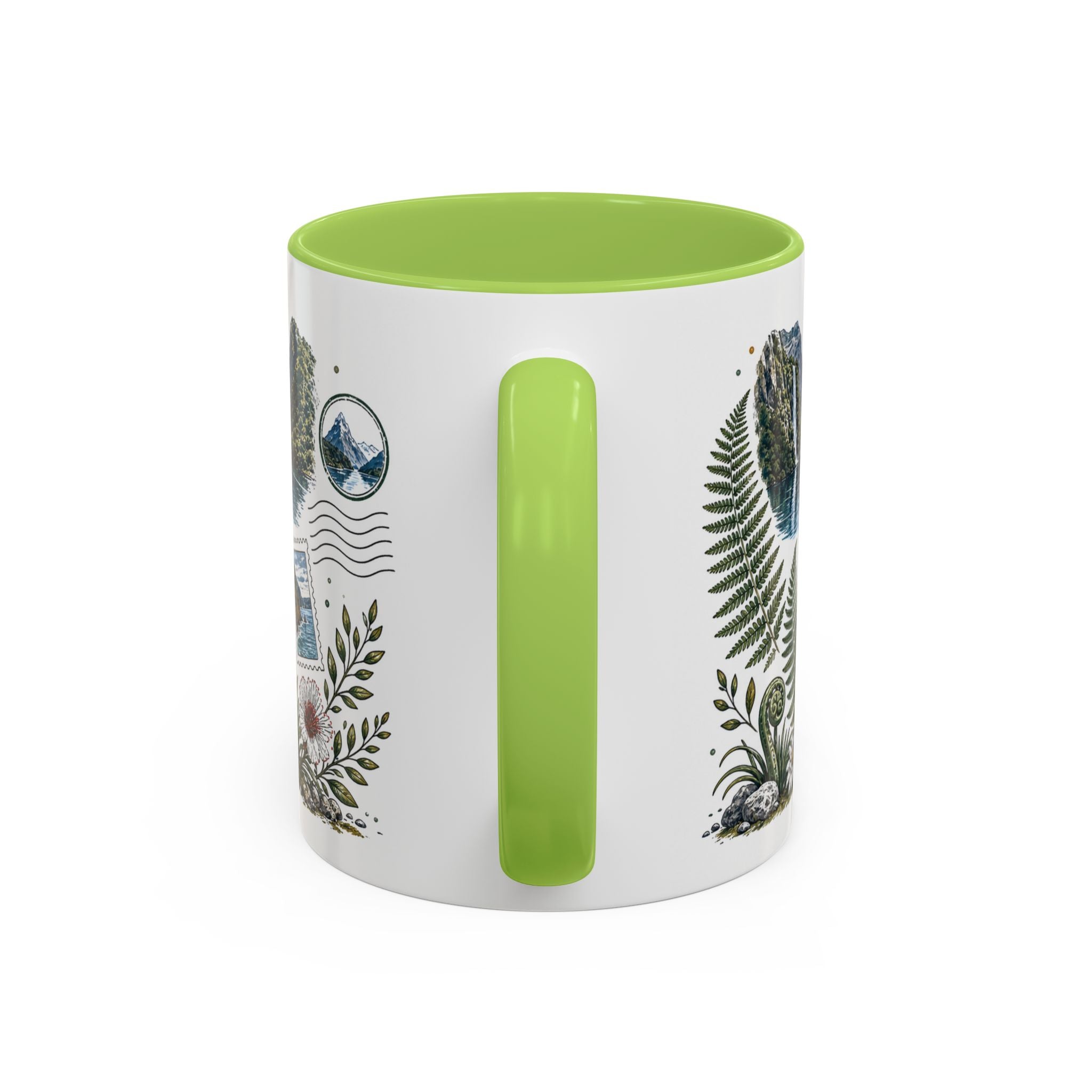 New Zealand South Island Coffee Mug | Travel Destination Souvenir Gift | Accent Color Ceramic 11oz 15oz