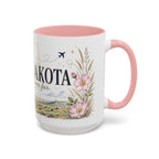 North Dakota State Map Mug | Prairie Rose Botanical Accent Coffee Cup