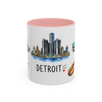 Detroit Illustrated Travel Mug | City Souvenir Accent Coffee Mug | 11oz 15oz Ceramic Cup