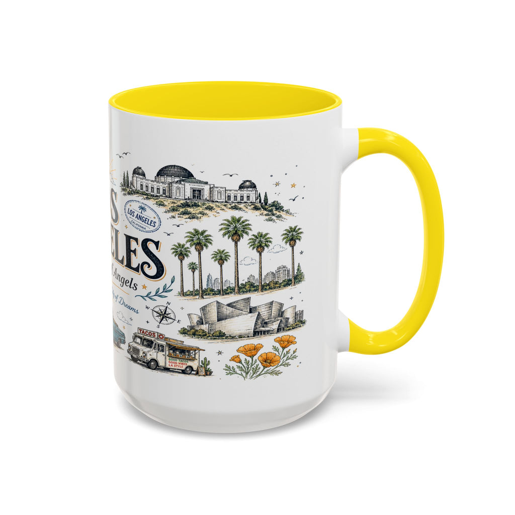 Los Angeles Coffee Mug | California Souvenir City Gift | Accent Color Ceramic 11oz 15oz