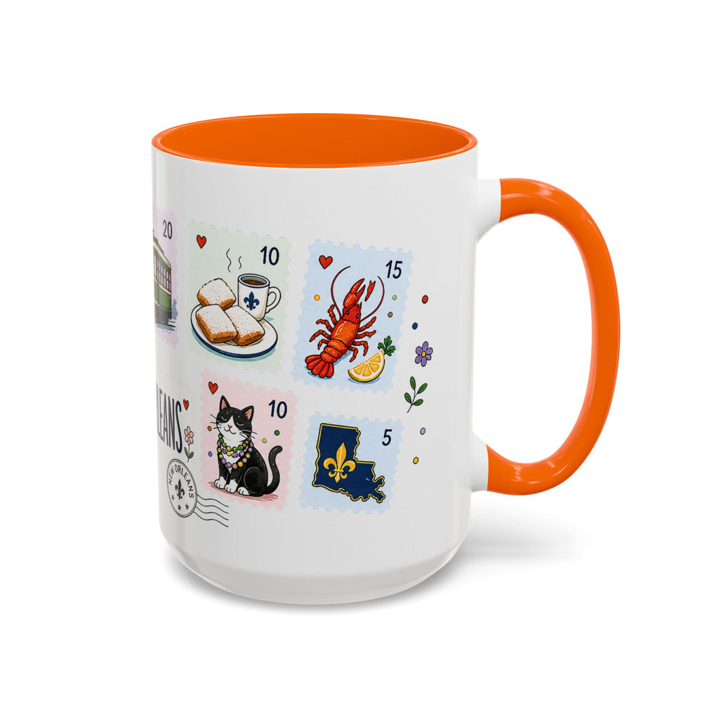 New Orleans Coffee Mug | Postage Stamp Collage Mug | Travel Souvenir Accent Cup 11oz 15oz