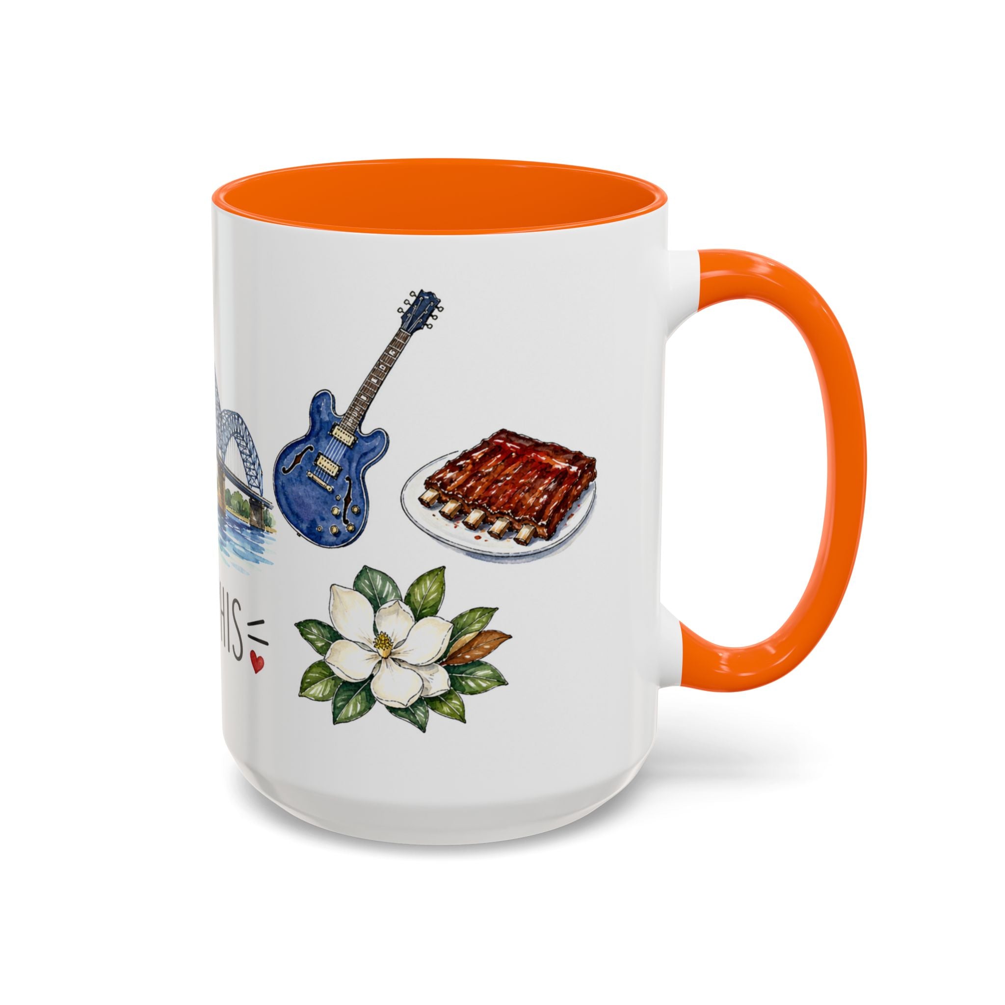Memphis Illustrated Travel Mug | City Souvenir Accent Coffee Mug | 11oz 15oz Ceramic Cup