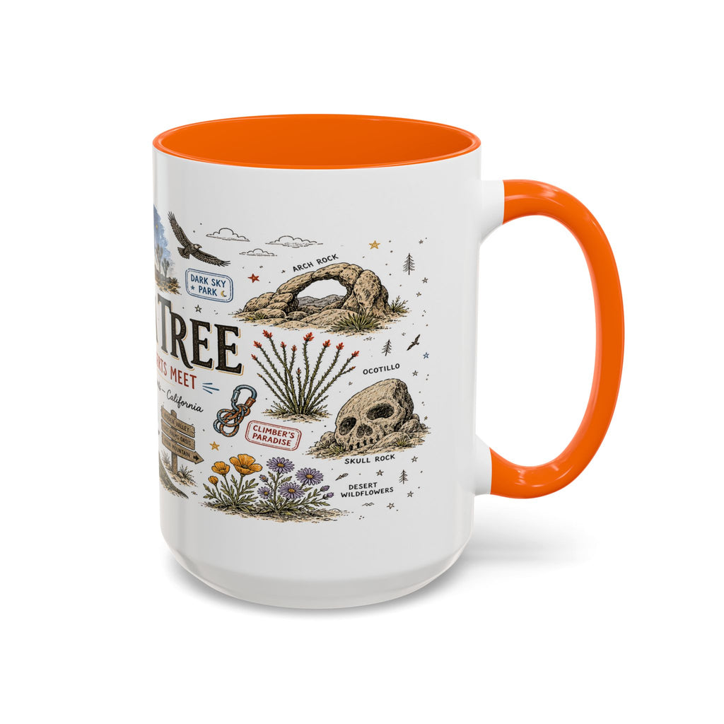 Joshua Tree Coffee Mug | National Park Desert Camping Gift | Accent Color Ceramic 11oz 15oz
