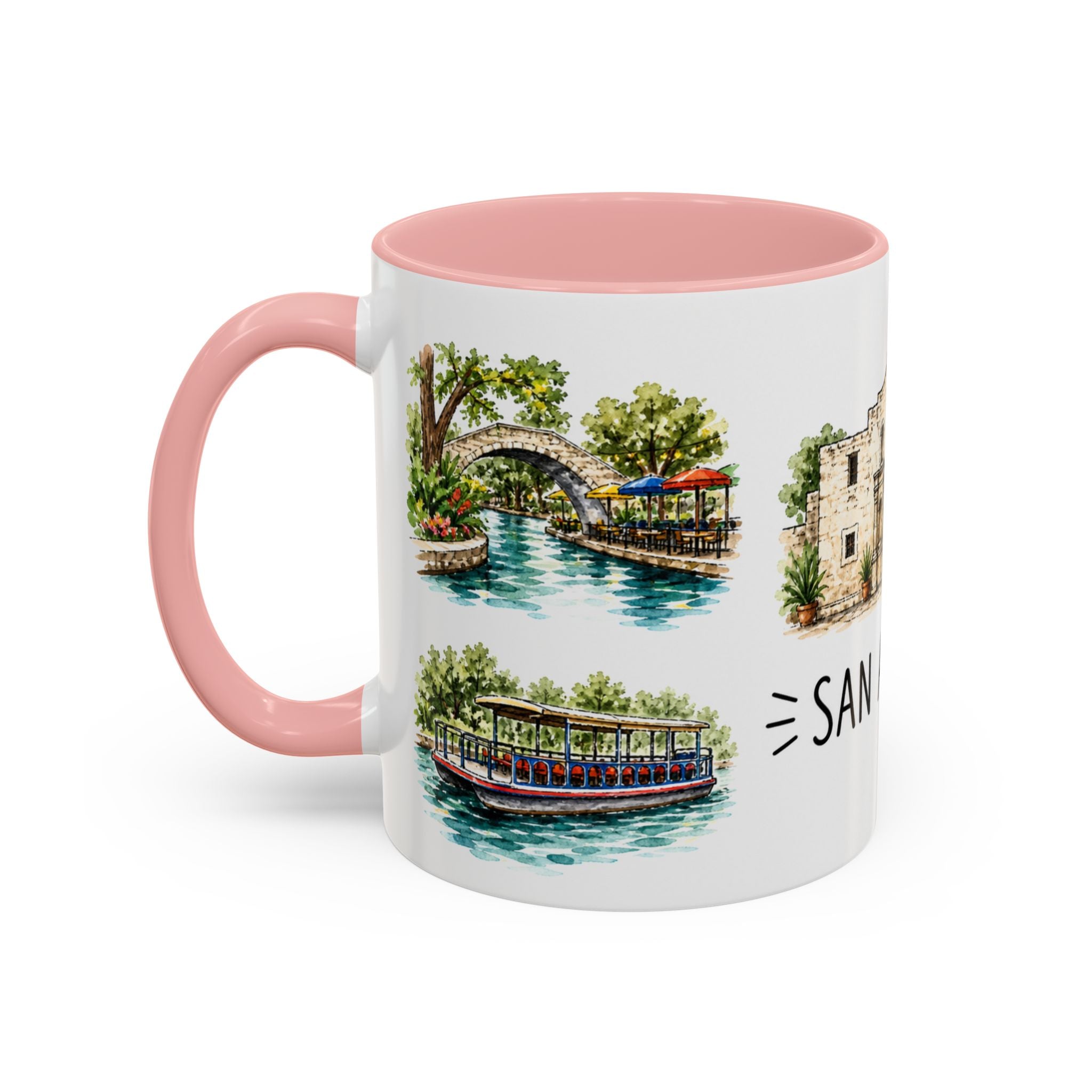 San Antonio Illustrated Travel Mug | City Souvenir Accent Coffee Mug | 11oz 15oz Ceramic Cup