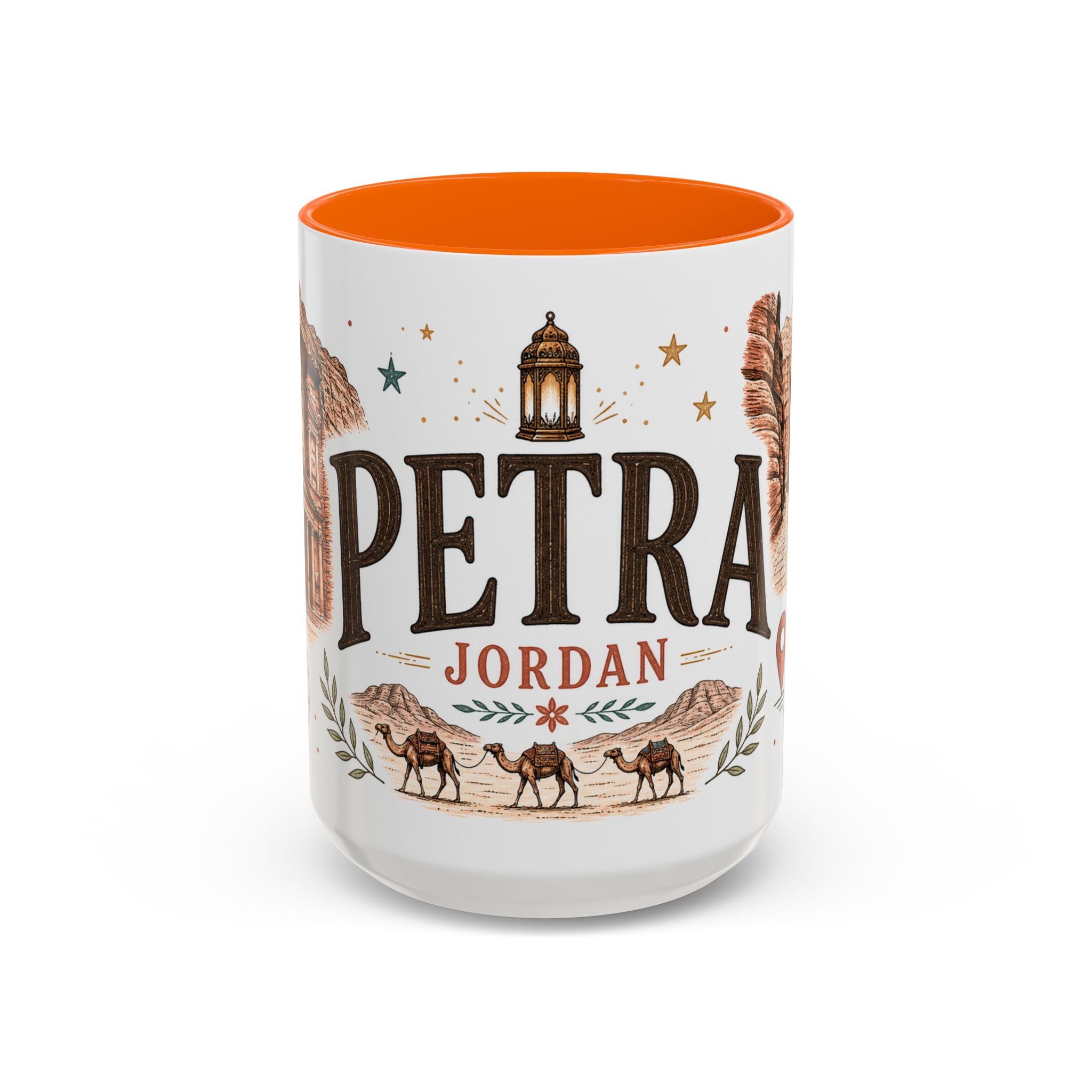 Petra Coffee Mug | Travel Destination Souvenir Gift | Accent Color Ceramic 11oz 15oz