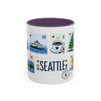 Seattle Coffee Mug | Postage Stamp Collage Mug | Travel Souvenir Accent Cup 11oz 15oz