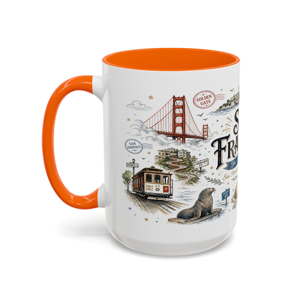 San Francisco Coffee Mug | California Souvenir Travel Gift | Accent Color Ceramic 11oz 15oz