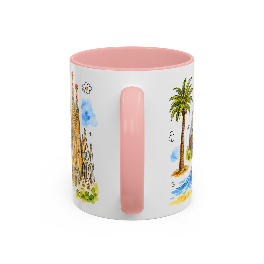 Barcelona Travel Mug | European City Souvenir Accent Coffee Mug | 11oz 15oz Ceramic Cup