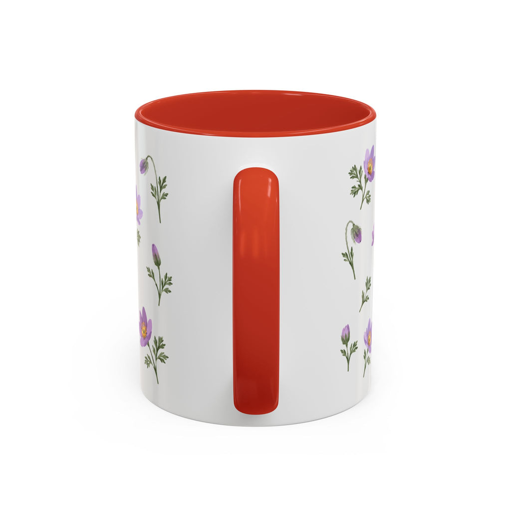 South Dakota Pasque Flower Mug, State Flower Floral Coffee Cup, 11oz Botanical Gift