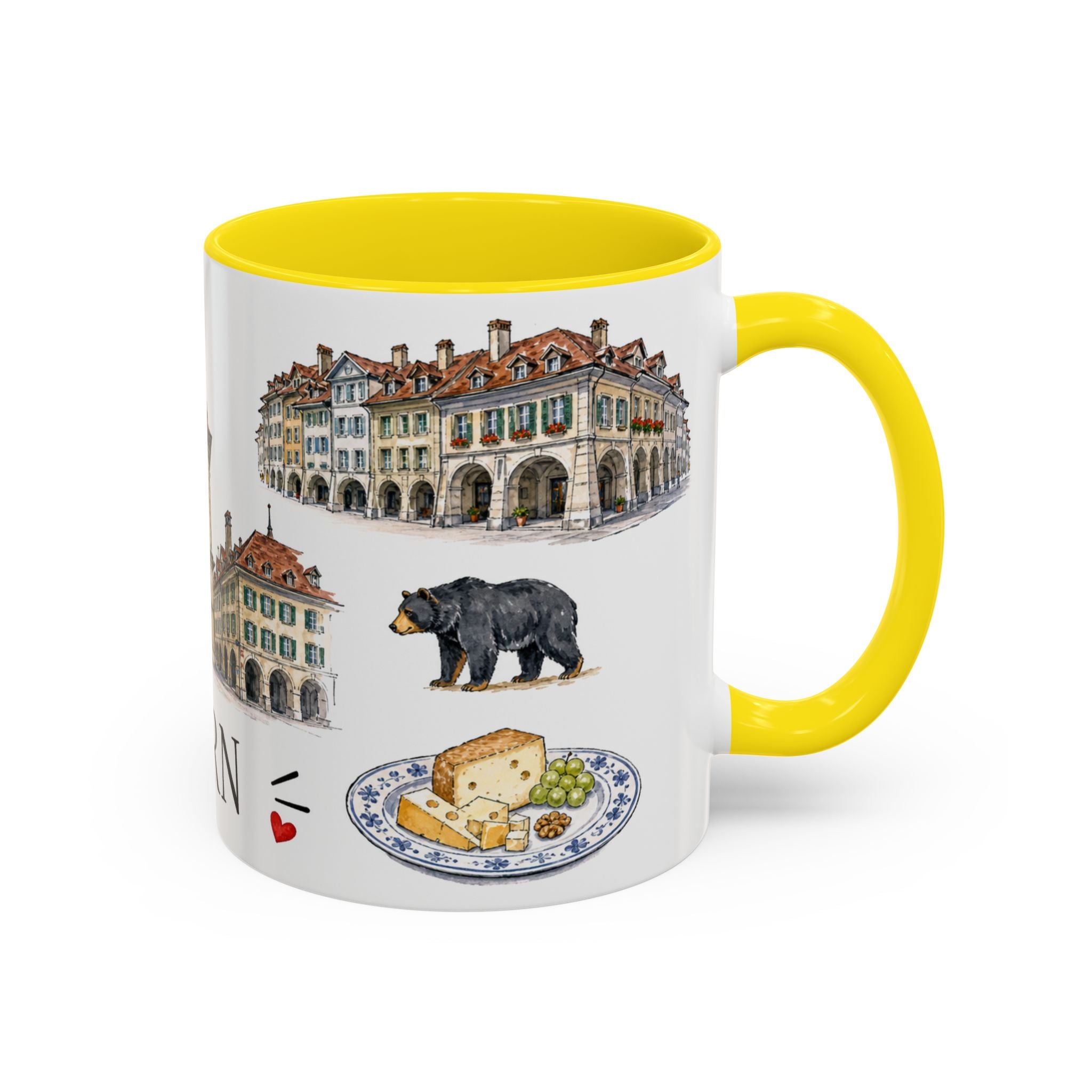 Bern Illustrated Travel Mug | City Souvenir Accent Coffee Mug | 11oz 15oz Ceramic Cup