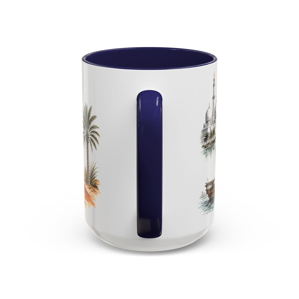 Abu Dhabi Coffee Mug | United Arab Emirates Travel Souvenir | Vintage Illustrated City Gift | 11 oz 15 oz Accent Mug