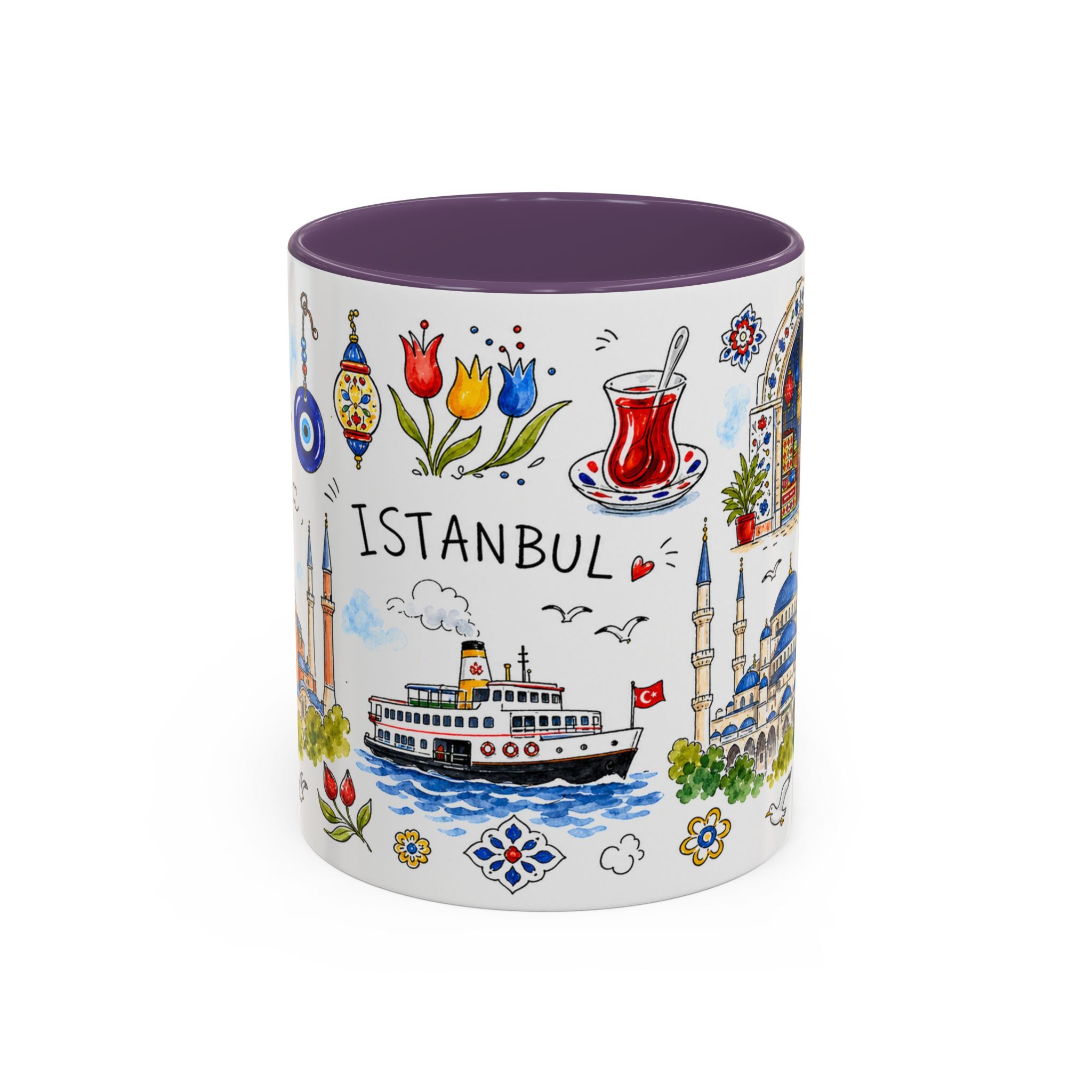 Istanbul Travel Mug | European City Souvenir Accent Coffee Mug | 11oz 15oz Ceramic Cup