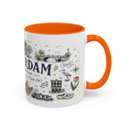Amsterdam Coffee Mug | Netherlands Souvenir Travel Gift | Accent Color Ceramic 11oz 15oz