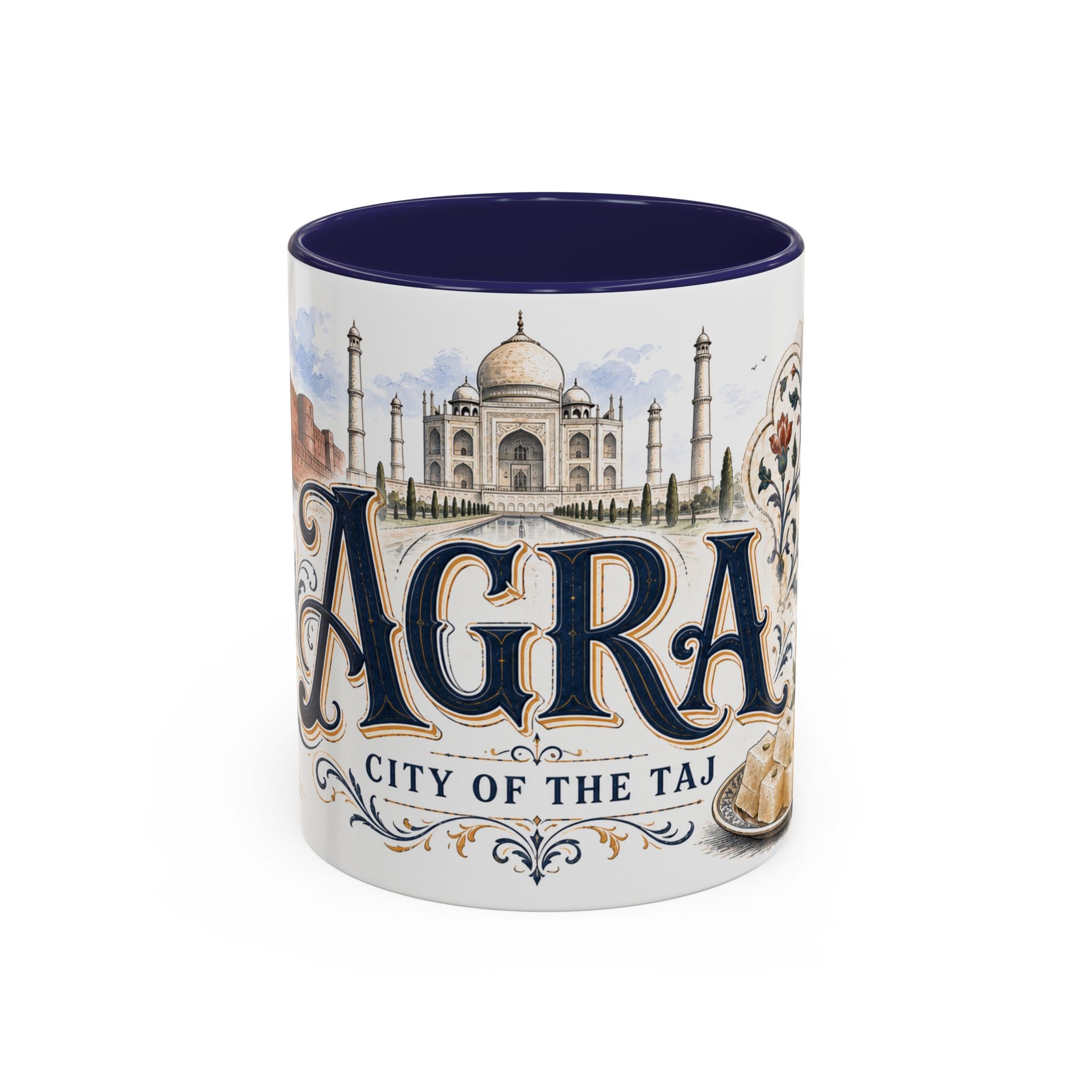 Agra Coffee Mug | India Travel Souvenir | Vintage Illustrated City Gift | 11 oz 15 oz Accent Mug