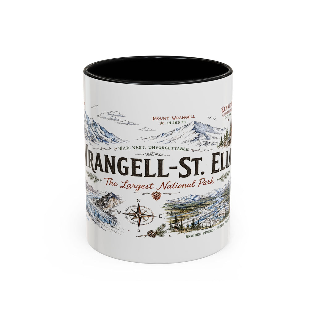 Wrangell-St. Elias National Park Coffee Mug | Alaska Wilderness Climbing Gift | Accent Color Ceramic 11oz 15oz