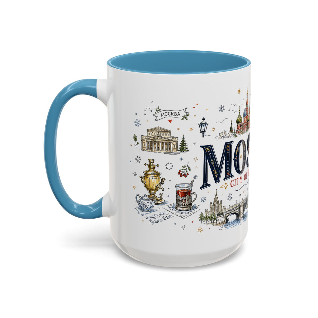 Moscow Coffee Mug | Russia Souvenir Travel Gift | Accent Color Ceramic 11oz 15oz